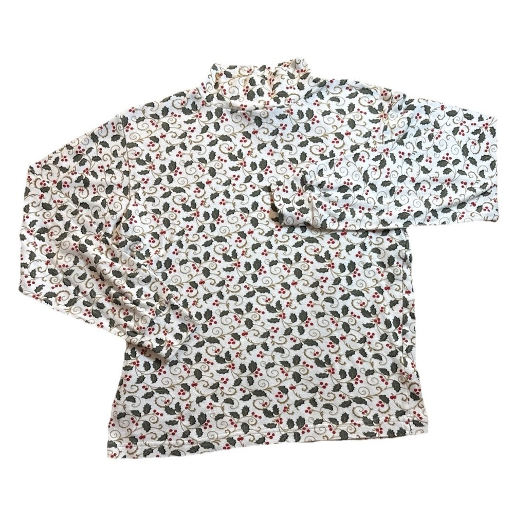 VTG Jason Maxwell Wmns Mock XMAS Turtleneck Holly‎ Berry/White Petite Large